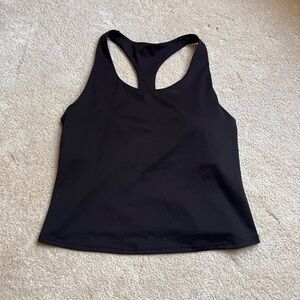Black workout top with built in bra
